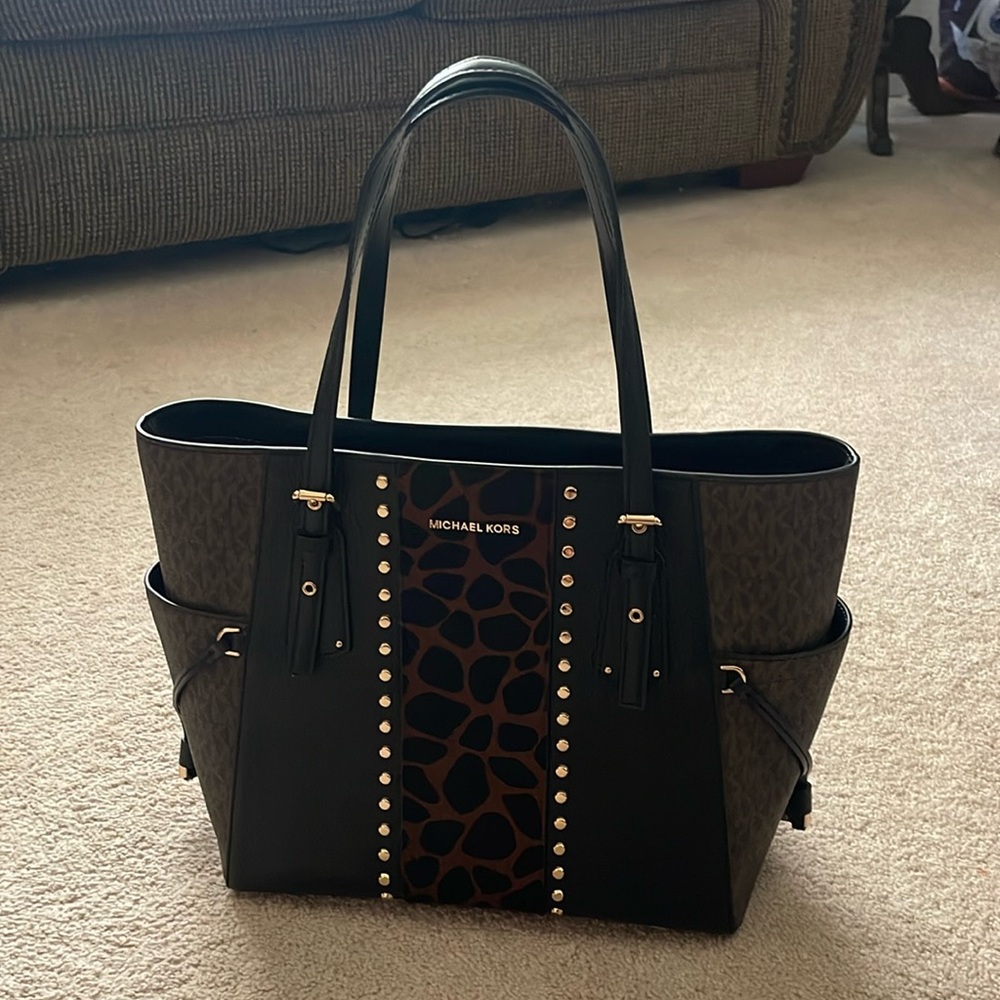 Michael Kors Black and Brown Tote Bag